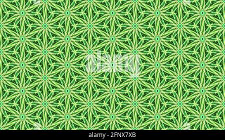 Grasbewachsenes Muster, mit gefliesten geometrischen Elementen. Stockfoto
