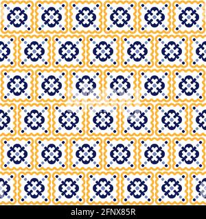 Blaue und orange Kachelmuster. Grafikdesign. Stockfoto