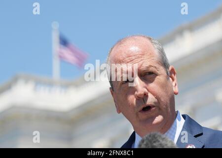 Washington, USA. Mai 2021. Der Repräsentant Dan Bishop (R-NC) spricht heute am 25. Mai 2021 während einer Pressekonferenz über den Konflikt zwischen Israel und der Hamas im US-amerikanischen Repräsentantenhaus Triangle. (Foto von Lenin Nolly/Sipa USA) Quelle: SIPA USA/Alamy Live News Stockfoto