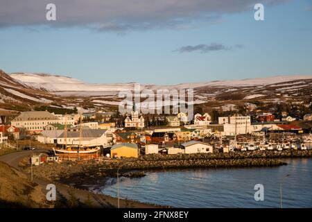 Whale-Watching, Husavik, Island Stockfoto