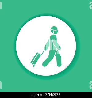 Tourist mit Gepäck Farbe Glyphe Symbol. Sicheres Reisen. Piktogramm für Web, mobile App, Promo. Stock Vektor