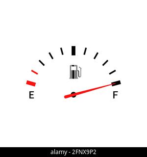 Kraftstoffanzeigen Gasanzeige. Symbol für „Instrumentenvektor voll“. Kfz-Wählscheibe Benzin-Benzin-Armaturenbrett Stock Vektor