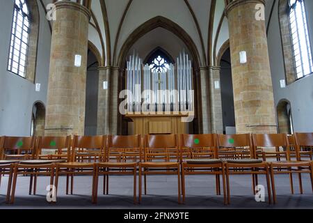 evangelische Neustädter Marienkirche aus dem 15. Jahrhundert - neue Orgel, Bielefeld, Nordrhein-Westfalen, Deutschland Stockfoto