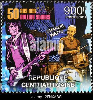 Charlie Watts von Rolling Stones auf afrikanischer Briefmarke Stockfoto