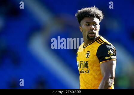 Everton, Großbritannien. Mai 2021. Adama Traore von Wolverhampton Wanderers schaut auf. Premier League Spiel, Everton gegen Wolverhampton Wanderers am Mittwoch, 19. Mai 2021 im Goodison Park in Liverpool. Dieses Bild darf nur für redaktionelle Zwecke verwendet werden. Nur zur redaktionellen Verwendung, Lizenz für kommerzielle Nutzung erforderlich. Keine Verwendung in Wetten, Spielen oder einem einzigen Club / Liga / Spieler Publikationen. PIC von Chris Stading / Andrew Orchard Sport Fotografie / Alamy Live News Kredit: Andrew Orchard Sport Fotografie / Alamy Live News Stockfoto