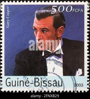 Gary Cooper Porträt auf Briefmarke von Guinea Bissau Stockfoto