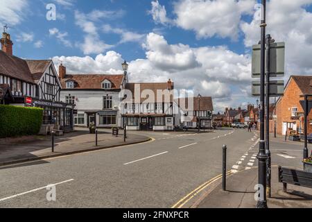 Swan Street Gesamtansicht im Dorfzentrum, Alvechurch, Worcestershire. Stockfoto