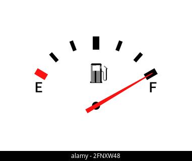 Kraftstoffanzeigen Gasanzeige. Symbol für „Instrumentenvektor voll“. Kfz-Wählscheibe Benzin-Benzin-Armaturenbrett Stock Vektor