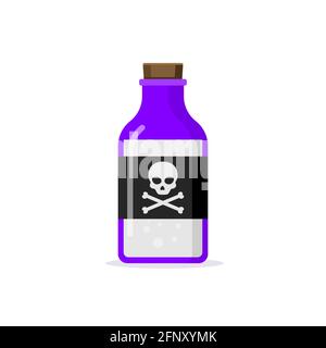 Flaches Gift Flasche Symbol Toxin. Gift Silhouette Gift chemische Getränk Glas Schädel Vorsicht Vektor Stock Vektor