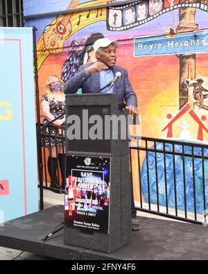 19. Mai 2021: Danny Glover spricht während des Senator Susan Rubio Senats Bill 805 (SB 805) ''Save the Performing Arts Act of 2021''' Pressekonferenz. Bild: Billy Bennight/ZUMA Wire/Alamy Live News Stockfoto