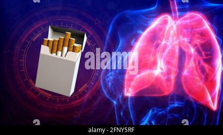 cg Medical 3d Illustration, menschliche Lungenerkrankung durch Tabaco Stockfoto
