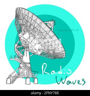 Radioteleskop Gerichte Antenne. Vector Illustration Stock Vektor