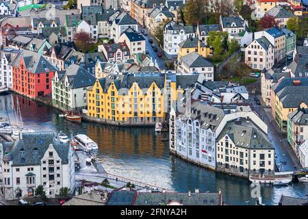 Blick auf Alesund eine wunderschöne Stadt in Norwegen Stockfoto