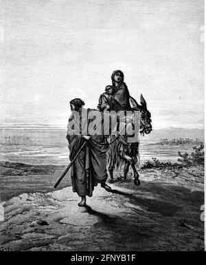 Religion, Christentum, Maria und Joseph, 'die Flucht nach Ägypten', ZUSÄTZLICHE-RIGHTS-CLEARANCE-INFO-NOT-AVAILABLE Stockfoto