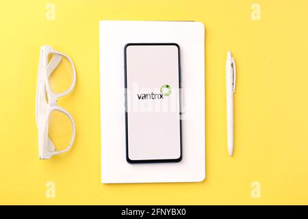 Assam, indien - 18. Mai 2021 : Vantrix-Logo auf dem Telefonbildschirm. Stockfoto
