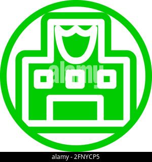 Symbol der Polizeiwache in flachem Design mit grüner Farbe und Umriss auf einem Linienkreis im Hintergrund. Stock Vektor