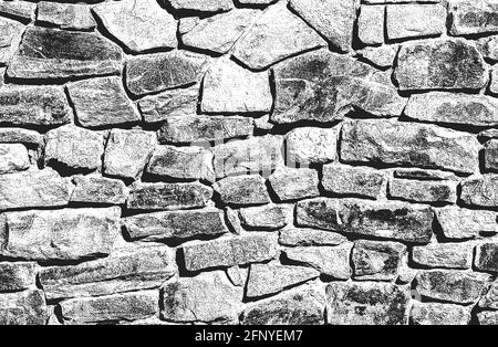 Verzweifelte Overlay-Textur von Steinen, Felsen, Kieselsteinen, Makadam. Grunge Hintergrund. Abstrakte Halbton-Vektor-Illustration Stock Vektor