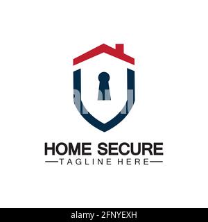 Startseite sicheres Logo, Smart House Logo Design, Home Schutz Logo Design-Vorlage. Vektorschild und Hauslogotyp. Stock Vektor