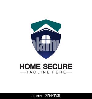 Startseite sicheres Logo, Smart House Logo Design, Home Schutz Logo Design-Vorlage. Vektorschild und Hauslogotyp. Stock Vektor