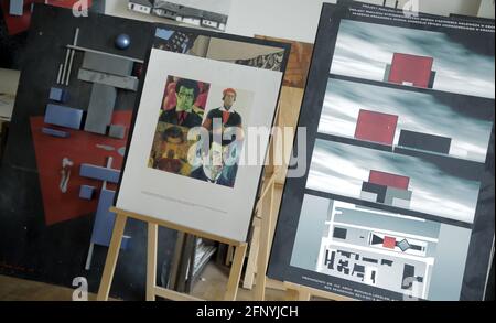 KIEW, UKRAINE - 18. MAI 2021 - ein Kunstwerk ist in der Ukrainischen Nationalen Akademie der Schönen Künste und Architektur in Kiew, der Hauptstadt der Ukraine, abgebildet. Stockfoto