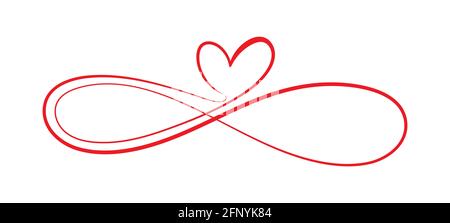 Symbol der ewigen Liebe. Das Herz und das Unendlichkeitszeichen. Kalligraphie Illustration für kreative Gestaltung der Liebeserklärung, Valentinstag, Hochzeit. F Stock Vektor