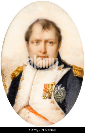 Napoléon Bonaparte (1769-1821), Kaiser der Franzosen als Napoleon Bonaparte I., Porträtminiatur von Jean Baptiste Isabey, 1810 Stockfoto