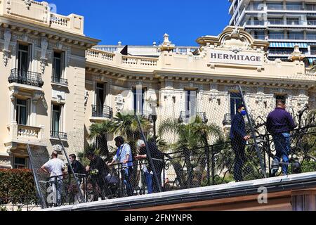 Monte Carlo, Monaco. Mai 2021. Monaco-Atmosphäre - Hermitage. Großer Preis von Monaco, Donnerstag, 20. Mai 2021. Monte Carlo, Monaco. Quelle: James Moy/Alamy Live News Stockfoto