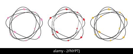 Set aus handgezeichneten, runden Doodle-Rahmen mit isolierten Herzen Auf weißem Hintergrund Stock Vektor