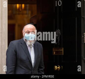 London, Großbritannien. Mai 2021. Oberrabbiner Ephraim Mirvis kommt in der Downing Street zu einem Treffen mit Boris Johnson, MP Premierminister Kredit: Ian Davidson/Alamy Live News Stockfoto