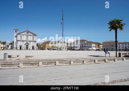 Palmanova, Italien. 18.Mai 2021. Ein Panoramablick auf den Place Grant im Stadtzentrum Stockfoto