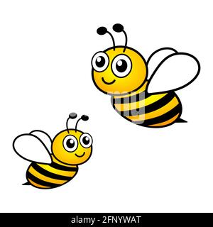 Niedliche fliegende Bienen. Bienencharakter. Vektor auf Weiß isoliert. Stock Vektor