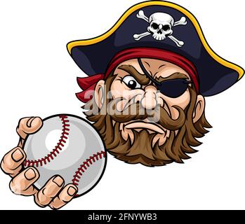 Pirate Baseball Ball Sport Maskottchen Cartoon Stock Vektor