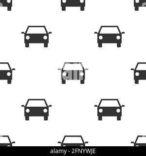 Nahtlos verarbeittes Auto. Niedliche Cartoon schwarze Rennwagen weißen Hintergrund. Vektorgrafik isoliert auf Weiß Stock Vektor
