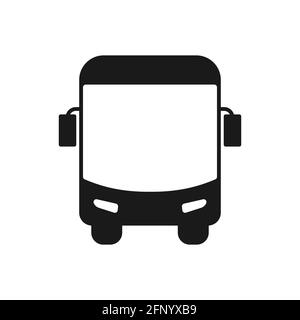 Bussymbol. Symbol für öffentliche Verkehrsmittel. Vektor-Illustration in flachem trendigen Stil isoliert auf weiß. Silhouette des Automobils Stock Vektor