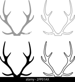 Antler Horn Konzept Trophäe Silhouette grau schwarz Farbe Vektor Illustration Durchgehende Umrisse einfaches Bild Stock Vektor