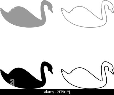 Swan Vogel Wasservögel Silhouette grau schwarz Farbe Vektor Illustration massiv Einfaches Bild im Umrissstil Stock Vektor