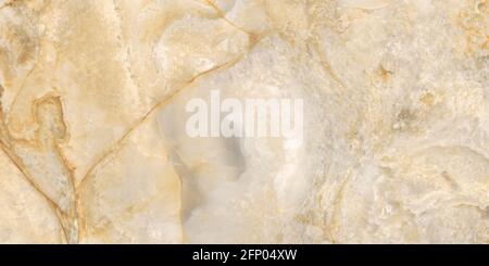 Beige Farbe Onyx Marmor Design mit Naturstein-Effekt poliert Oberfläche hochauflösende Bild für Wandfliesen und Tapeten Stockfoto