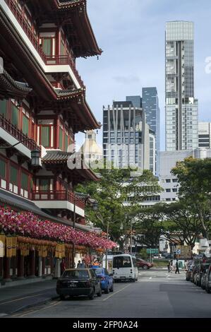 Singapur, Singapur, Asien, Asien; chinesisches Viertel - Verkehr; Chinesisches Viertel - der Verkehr; Barrio Chino - Tráfico; Dzielnica chińska, ulica Stockfoto