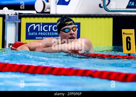 Budapest, Ungarn. Mai 2021. BUDAPEST, UNGARN - 20. MAI: Thomas Thijs aus Belgien tritt beim Men 200m Freestyle Preliminary während der len European Aquatics Championships Schwimmen in der Duna Arena am 20. Mai 2021 in Budapest, Ungarn an (Foto von Marcel ter Bals/Orange Picics) Kredit: Orange Pics BV/Alamy Live News Stockfoto