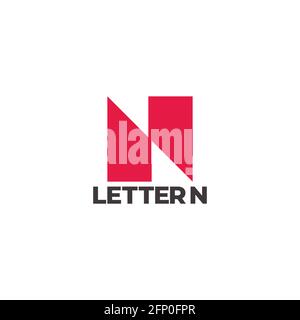 Buchstabe n einfacher geometrischer quadratischer Slice-Logo-Vektor Stock Vektor