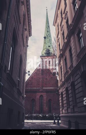 Altstadt von Riga im Winter Stockfoto