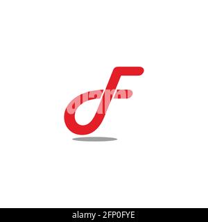 Buchstabe df einfacher verknüpfter Kurvenlinie Logovektor Stock Vektor