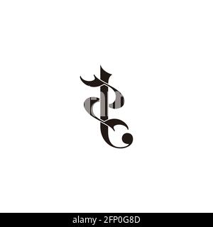 Buchstaben 2t einfach verknüpfte Kurven 3d flach Logo Vektor Stock Vektor