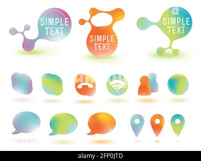 Soziale Netzwerke mit Symbolen, Standortensymbolen, Designelementen für das Web Stock Vektor