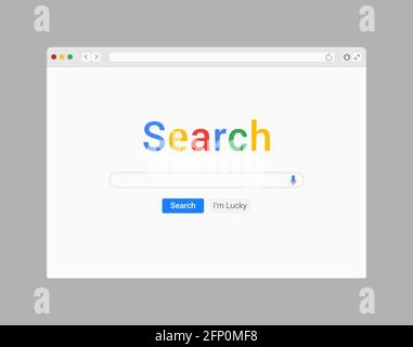 Suchleiste Browser-Engine Internet-Mockup-Seite. Vektor-Suchleiste Web-Design-Fenster-Website Stock Vektor