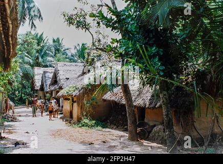 Indien Orissa Staat Oktober 1992 - das ländliche Dorf von Basudevpur, wo Oxfam den Dorfbewohnern bei der Einrichtung half Ihre eigene Matte macht Geschäfte Stockfoto