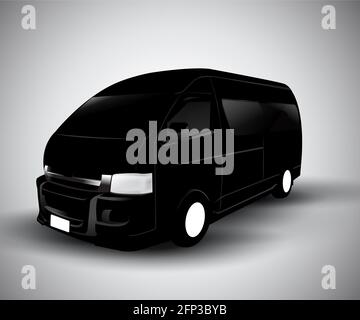 Schwarzes Auto, Silhouette Cargo van Vektor Illustration Stockfoto