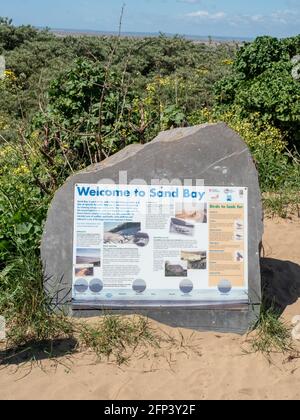 Hinweisschilder in Sand Bay, in der Nähe von Weston-super-Mare in North Somerset, Großbritannien Stockfoto