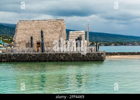 The Historic Ahu' Ena Heiau, Kamakahonu National Historic Landmark, Kailua-Kona, Hawaii, Hawaii, USA Stockfoto