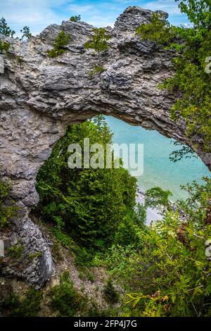 Arch Rock in Mackinac Island St. Ignace, Michigan Stockfoto